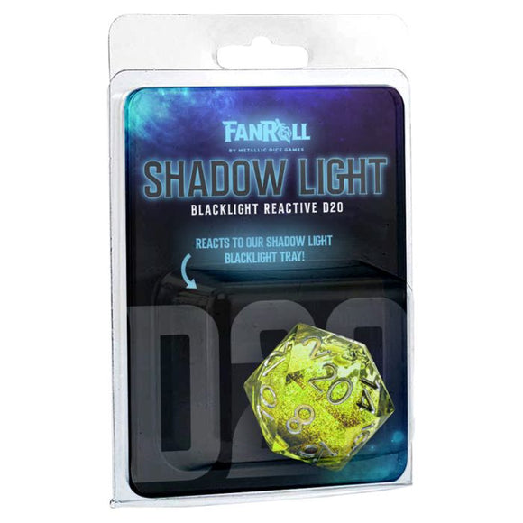 d20 Liquid Core Blacklight: Neon Green Dice FanRoll by Metallic Dice Games   