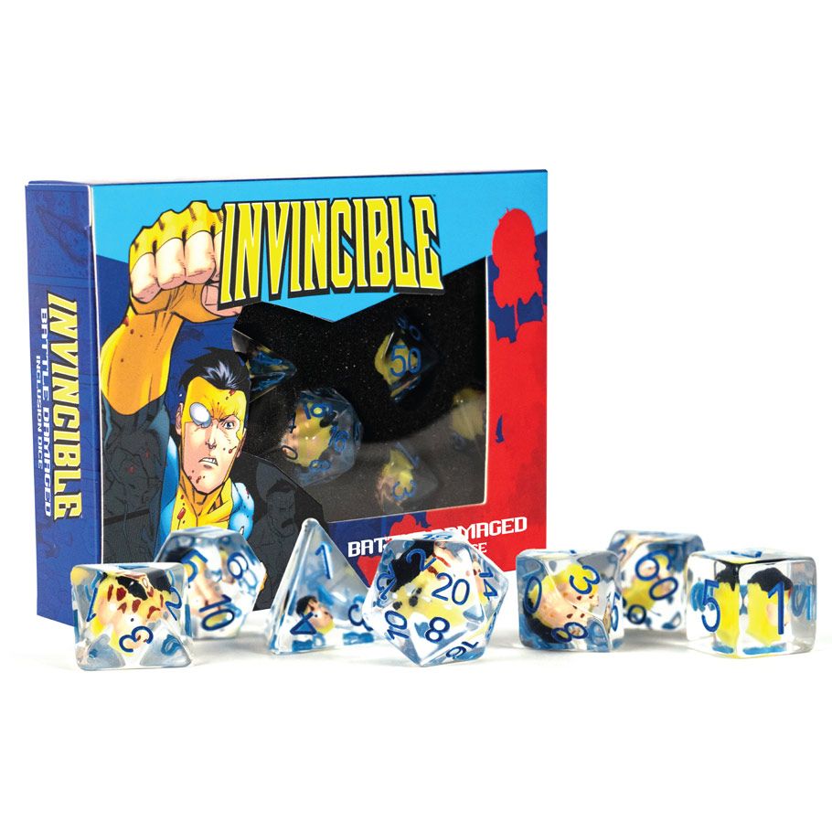 7ct Invincible Battle Damaged Inclusion Dice Set Dice FanRoll by Metallic Dice Games