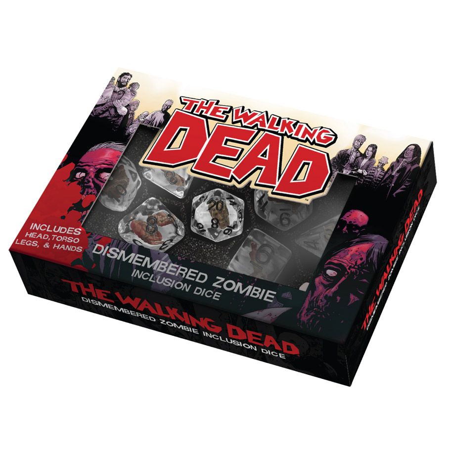 7ct Walking Dead Dismembered Zombie Inclusion Dice Set Dice FanRoll by Metallic Dice Games