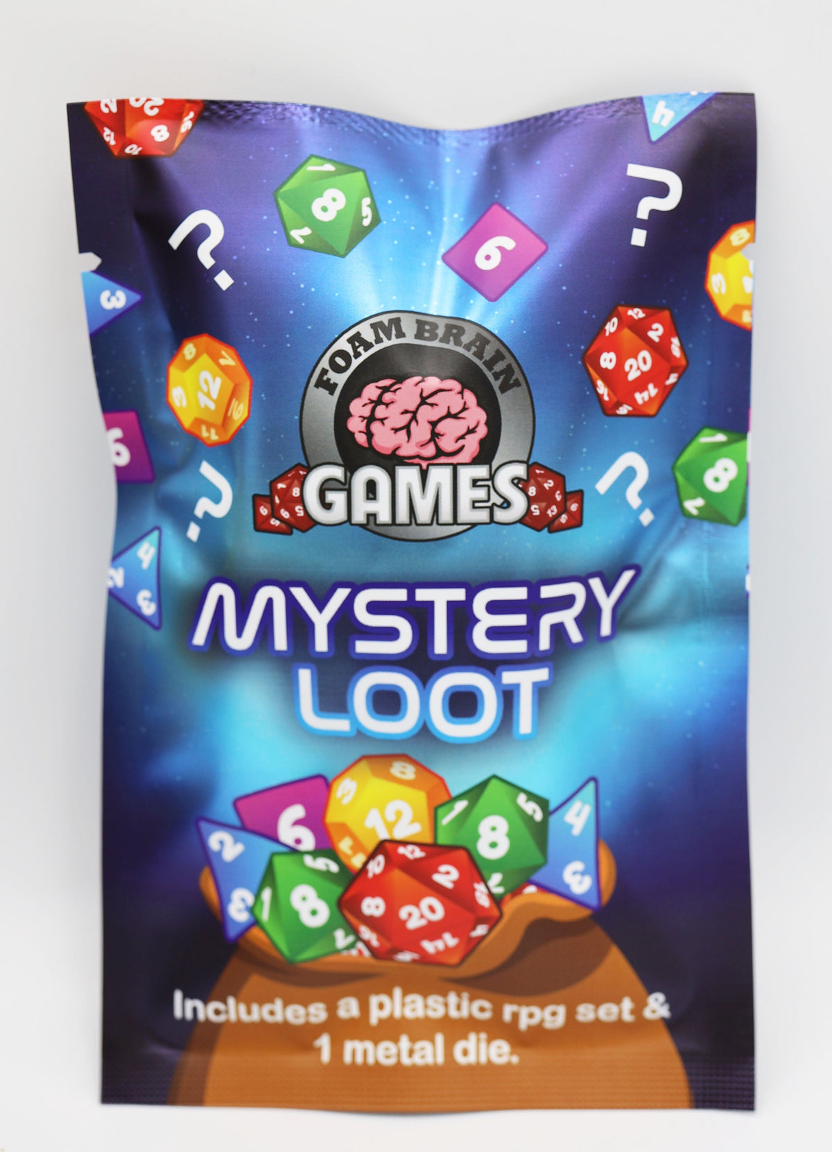 Mystery Loot: Plastic RPG Dice Set & Bonus Metal Die Dice Foam Brain Games   