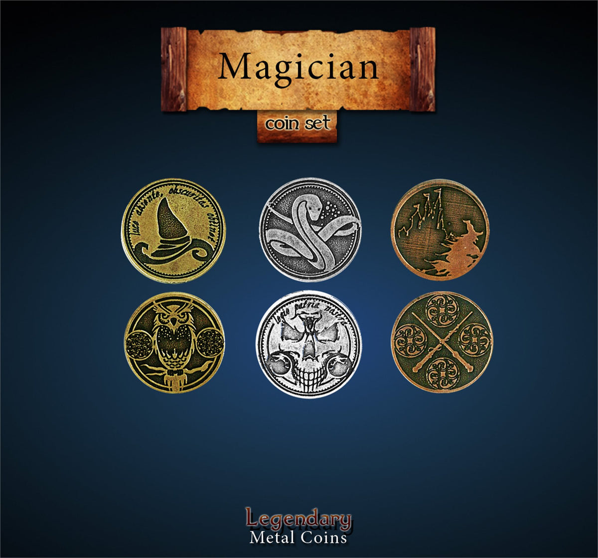 Legendary Metal Coins - Magician (3 options) Supplies Drawlab Entertainment