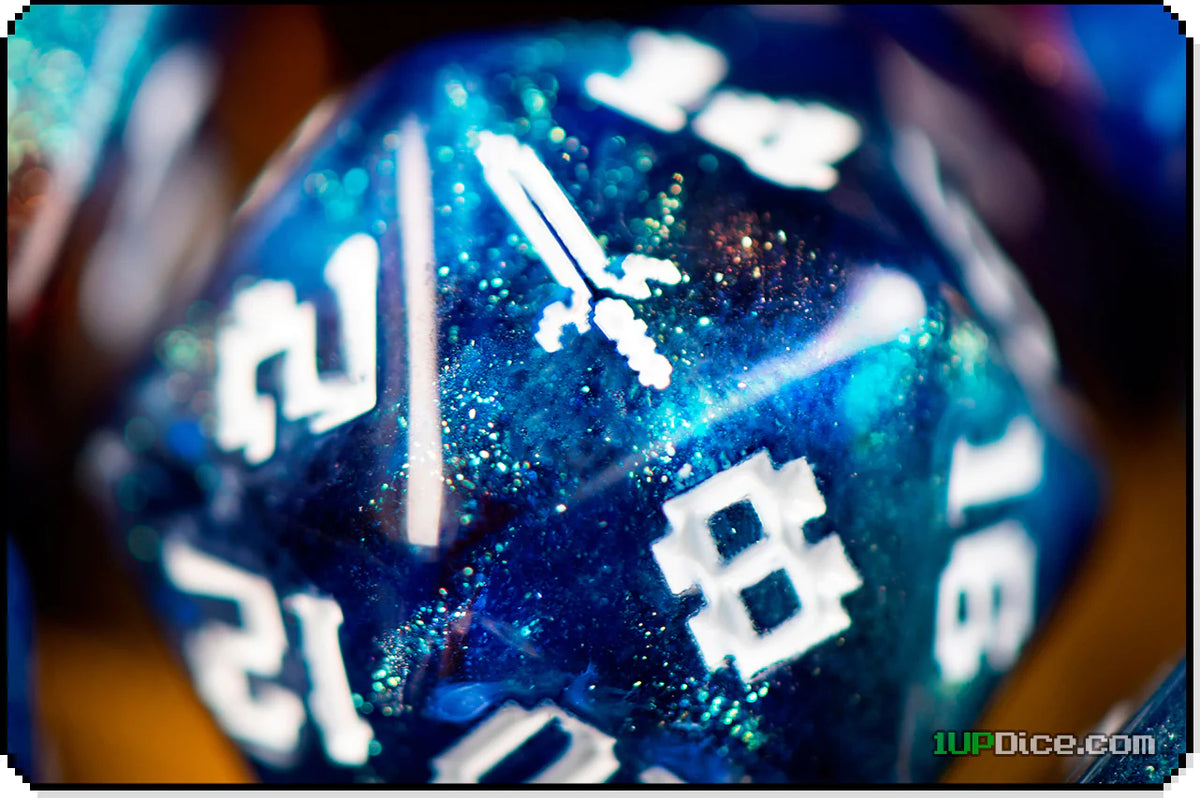 1UP Dice Polyhedral Set: Mythical Sword Dice Infinite Black