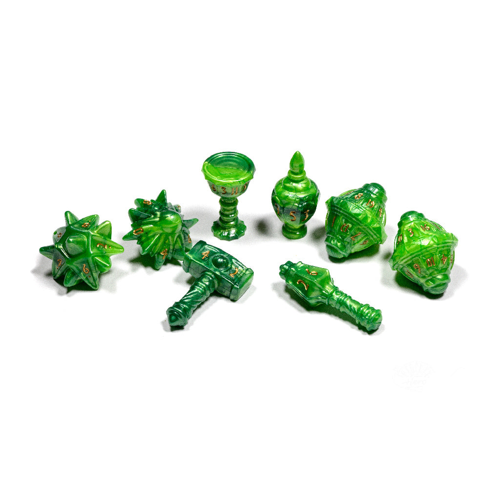PolyHero Cleric 8 Dice Set Verdant Viridian Dice Asmodee PolyHero Cleric Verdant Viridian