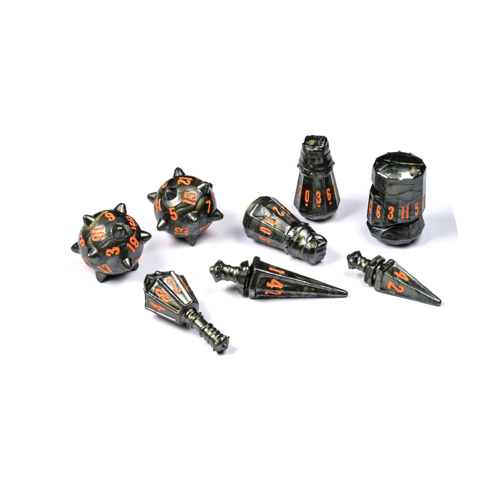 PolyHero Warrior Dice Set Steel Grey Dice Asmodee PolyHero Warrior Steel Grey