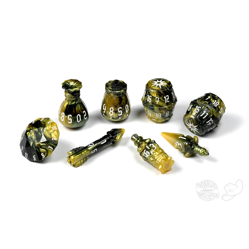 PolyHero Rogue 8 Dice Set Slick Serpent Dice Asmodee PolyHero Rogue Slick Serpent
