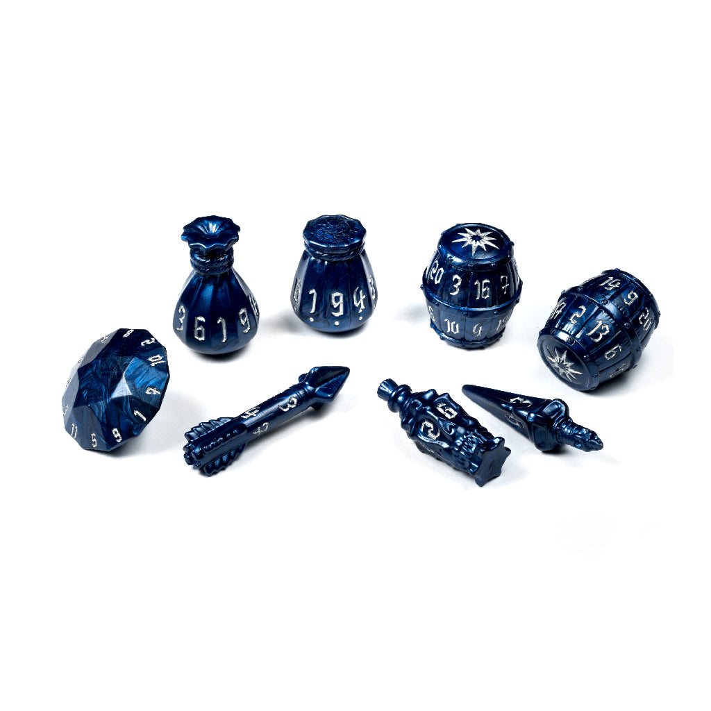 PolyHero Rogue 8 Dice Set Midnight Blue Dice Asmodee PolyHero Rogue Midnight Blue
