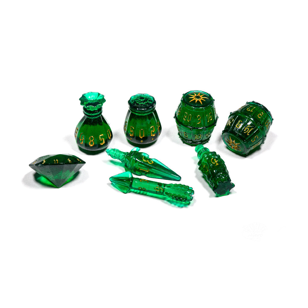 PolyHero Rogue 8 Dice Set Emerald Emissary Dice Asmodee PolyHero Rogue Emerald Emissary