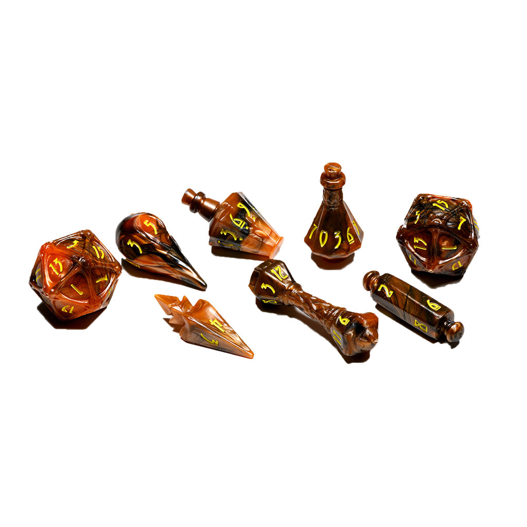 PolyHero Wizard 8 Dice Set Smoldering Ember Dice Asmodee PolyHero Wizard Smoldering Ember