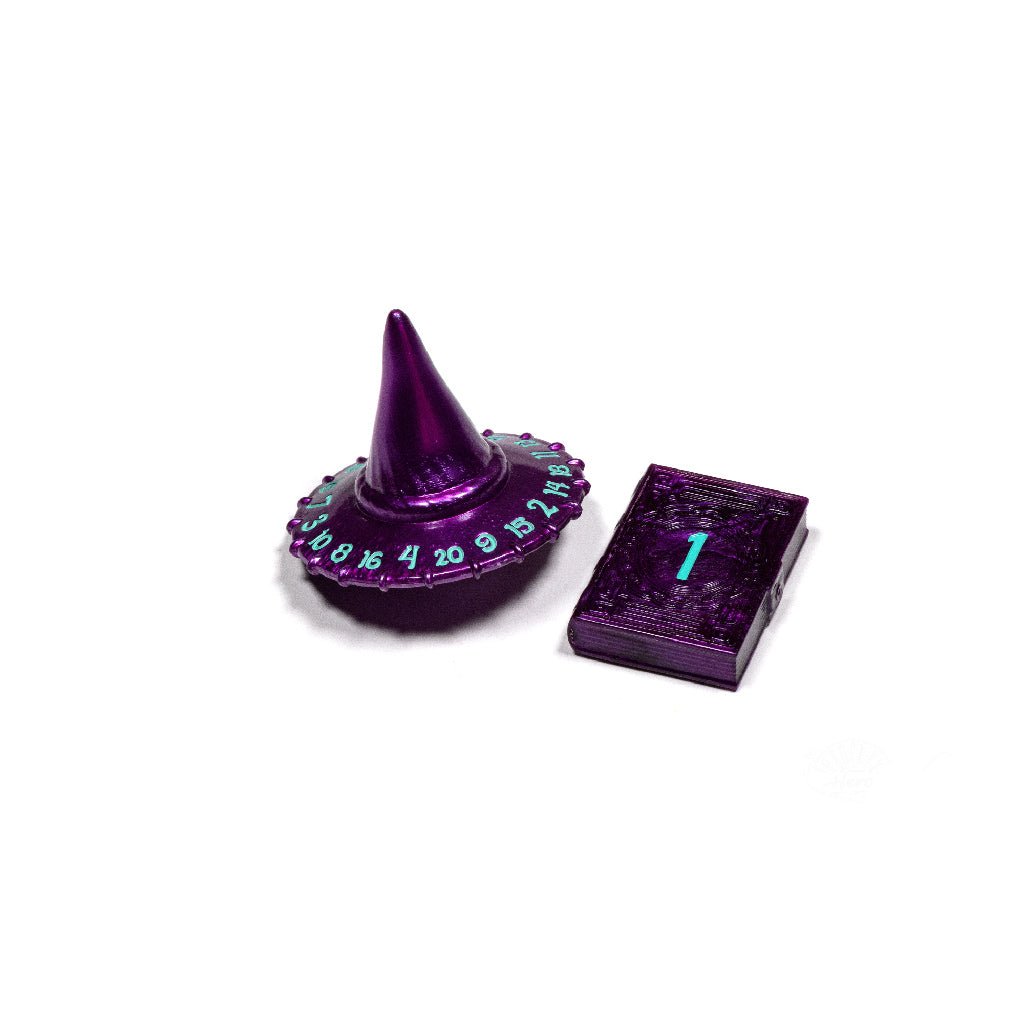 PolyHero Wizard d20 Wizard Hat and d2 Spellbook in Wizardstone Dice Asmodee PolyHero Spellbook in Wizardstone