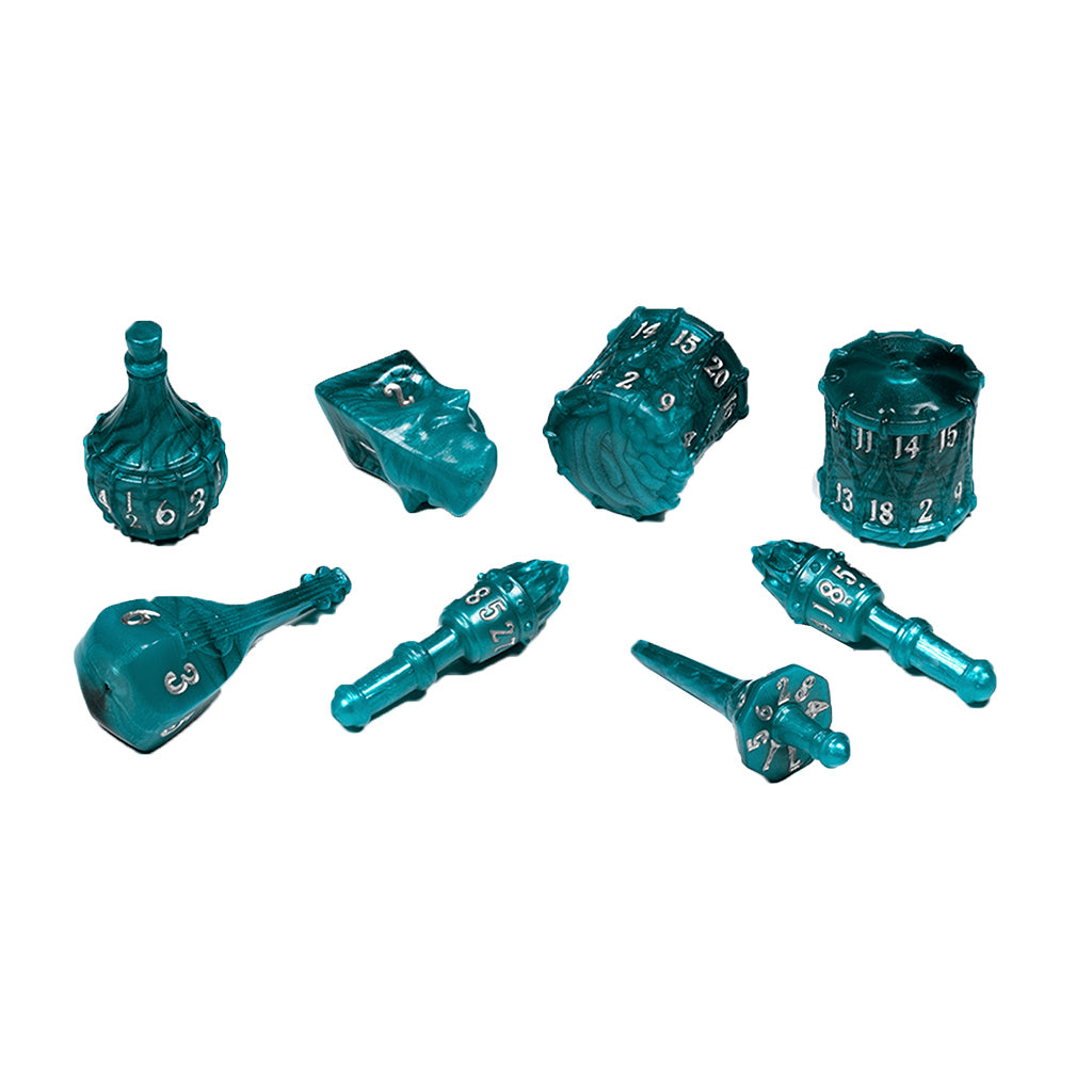 PolyHero Bard 8 Dice Set Telltale Teal Dice Asmodee PolyHero Bard Telltale Teal