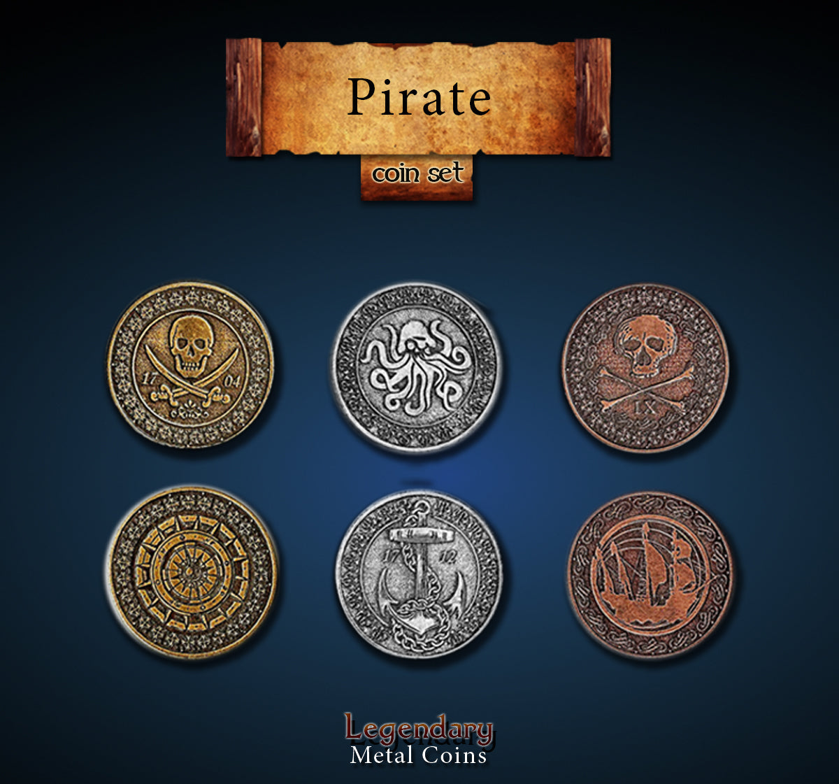 Legendary Metal Coins - Pirate (3 options) Supplies Drawlab Entertainment