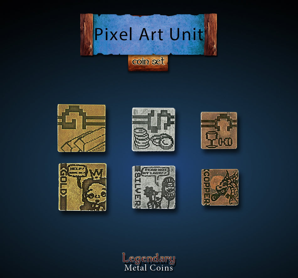 Legendary Metal Coins - Pixel Art (3 options) Supplies Drawlab Entertainment