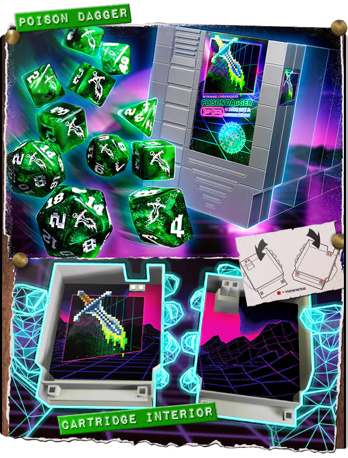 1UP Dice Polyhedral Set: Poison Dagger Dice Infinite Black