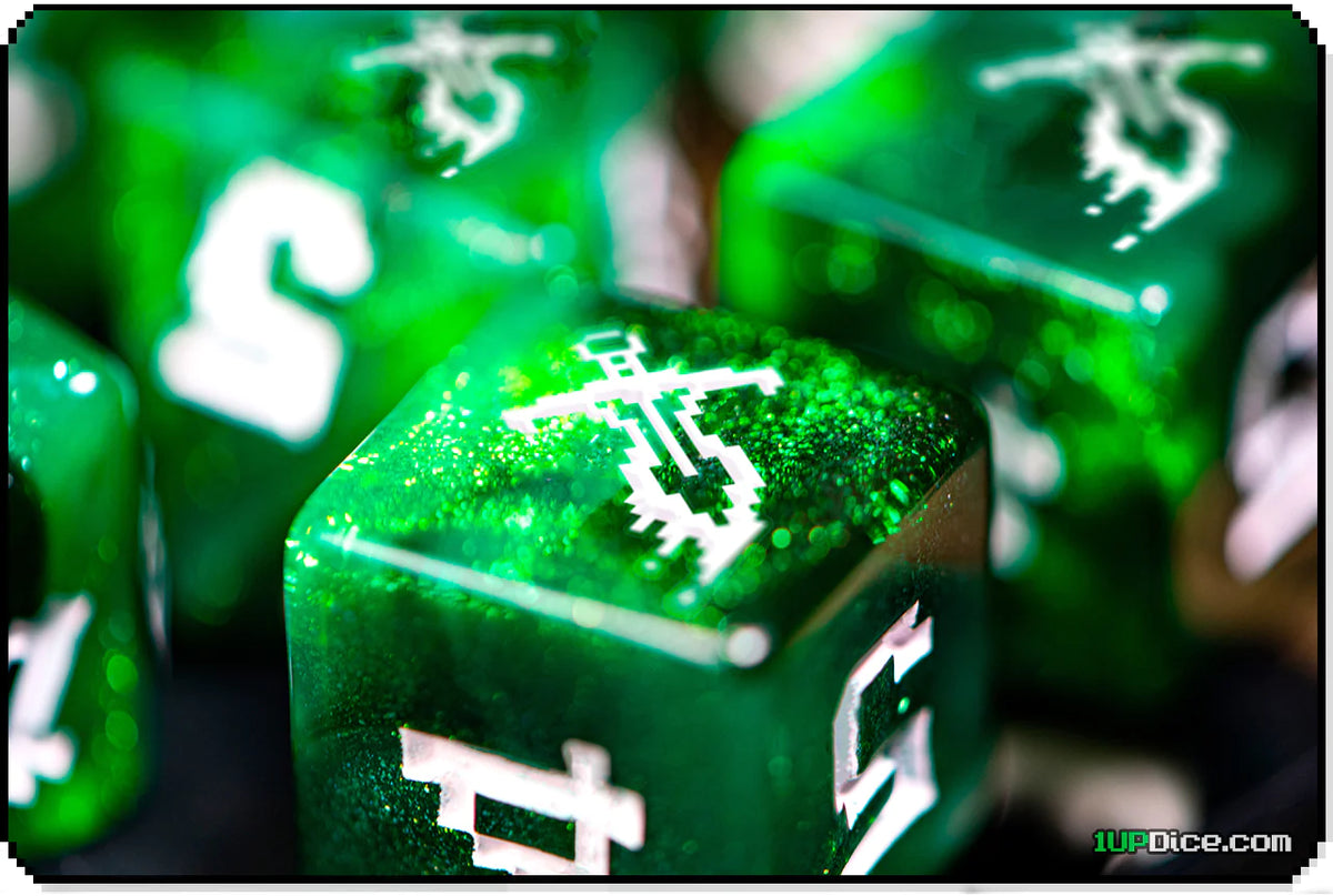 1UP Dice Polyhedral Set: Poison Dagger Dice Infinite Black