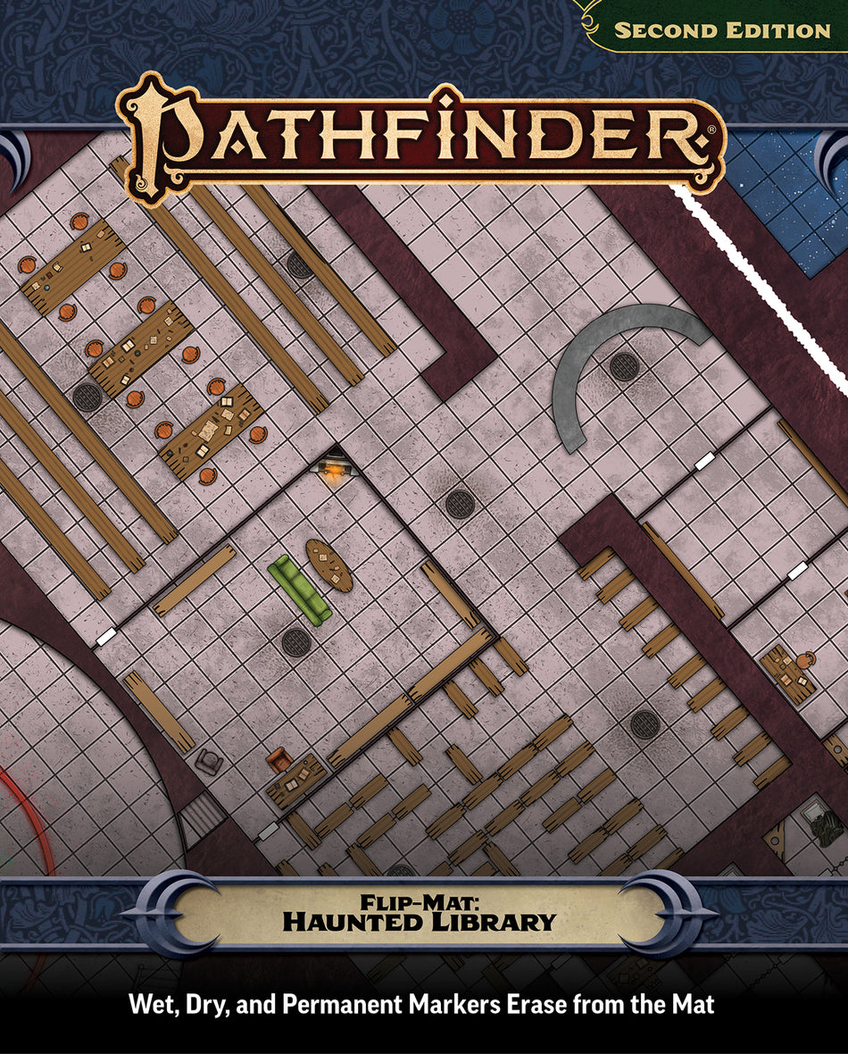 Pathfinder 2E Flip-Mat Haunted Library Role Playing Games Paizo PF Flip-Mat Haunted Library