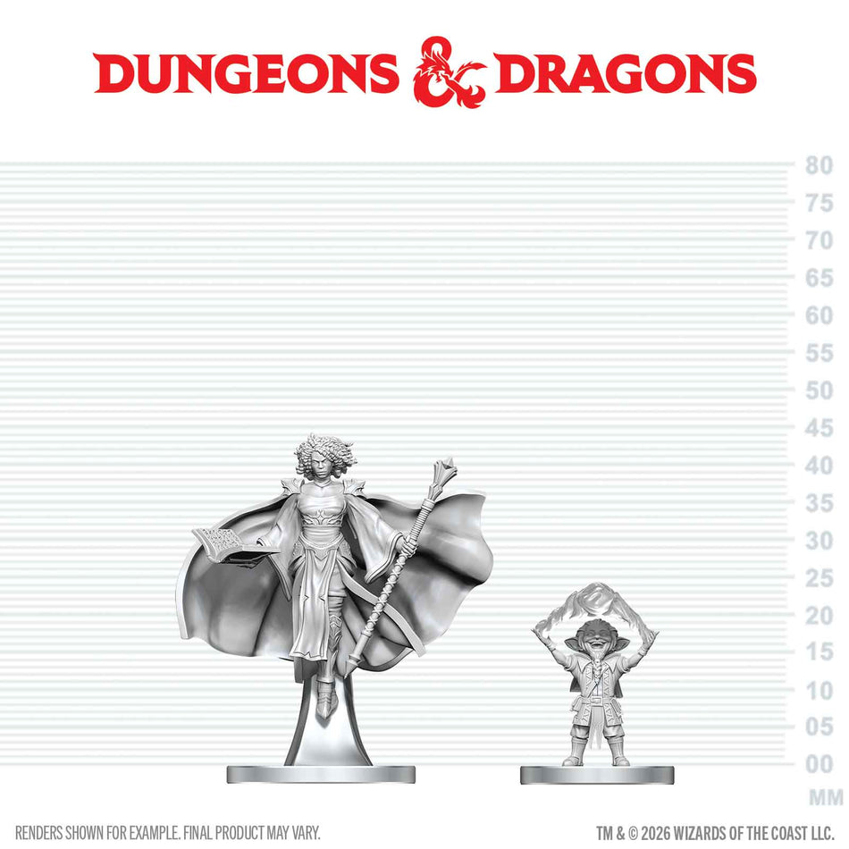 D&D Nolzur's Unpainted Miniatures W29 GNOME WARLOCK N AASIMAR WIZARD Miniatures WizKids D&D NUM W29 GNOME WAR N AAS WIZ