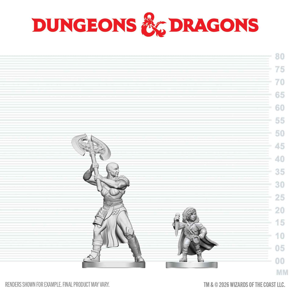 D&D Nolzur's Unpainted Miniatures W29 GOLIATH BARBARIAN N HALFLING ROGUE Miniatures WizKids D&D NUM W29 GOL BARB N HALF ROGUE