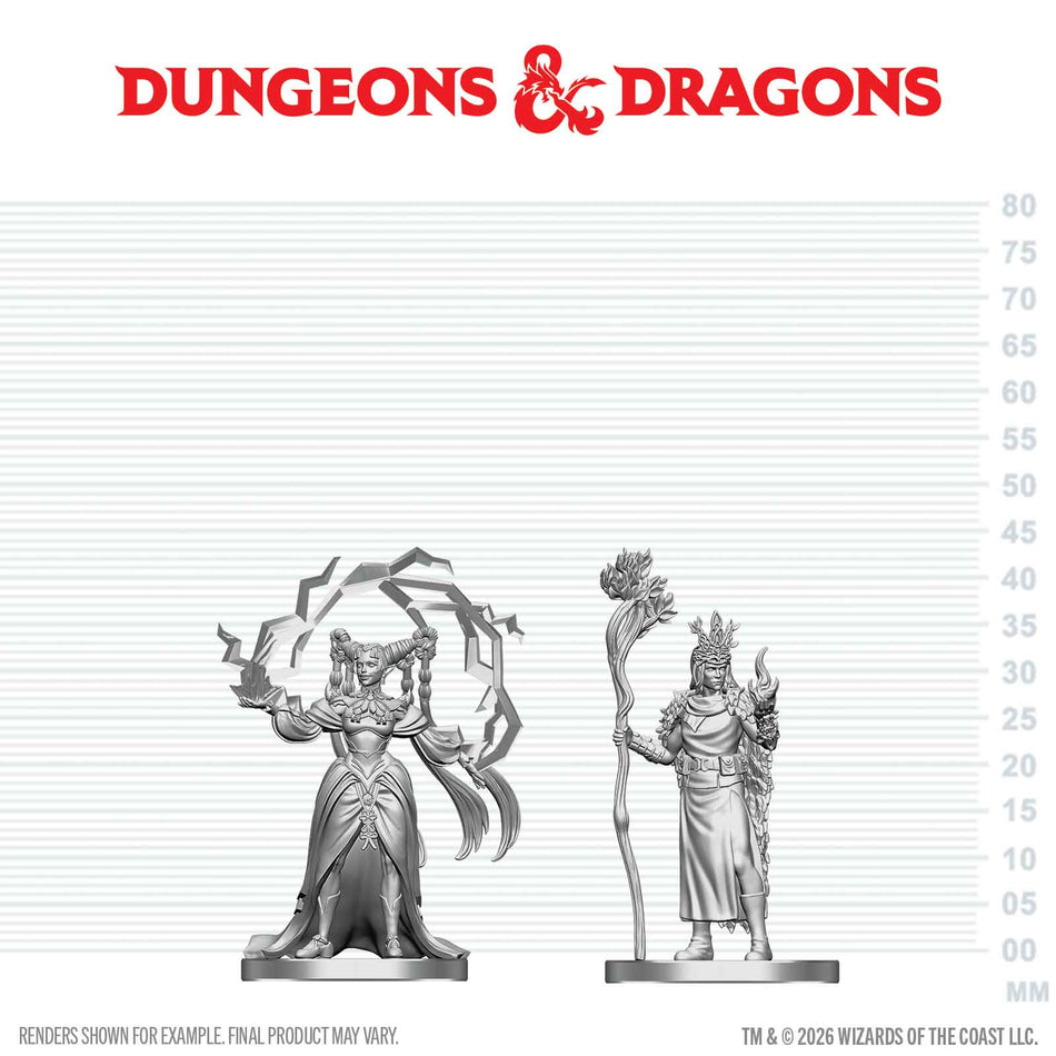 D&D Nolzur's Unpainted Miniatures W29 HUMAN DRUID N ELF SORCERER Miniatures WizKids D&D NUM W29 HUM DRUID N ELF SORC