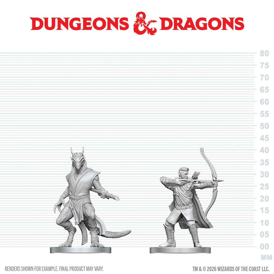 D&D Nolzur's Unpainted Miniatures W29 ELF RANGER N DRAGONBORN MONK Miniatures WizKids D&D NUM W29 ELF RAN N DRAG MONK