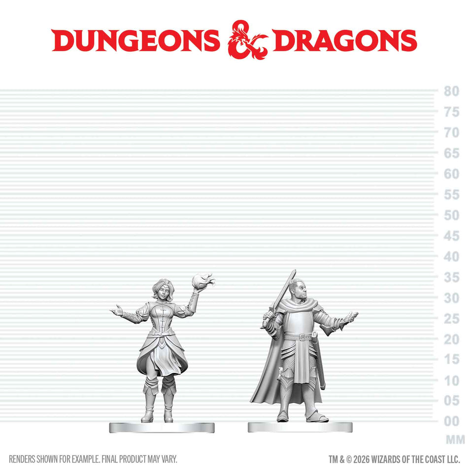 D&D Nolzur's Unpainted Miniatures W29 KNIGHT N MAGE APPRENTICE Miniatures WizKids D&D NUM W29 KNIGHT N MAGE APP