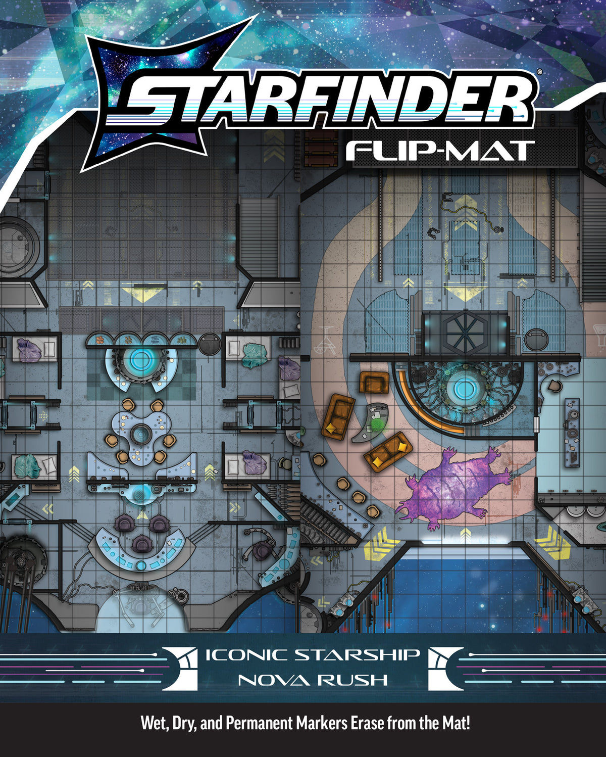 Starfinder 2E Flip-Mat Nova Rush RPG Maps Paizo SF 2E Flip-Mat Nova Rush
