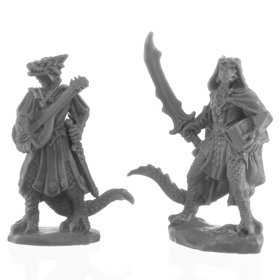 Reaper Bones Black: Dragonfolk Bard and Thief Miniatures Reaper Miniatures