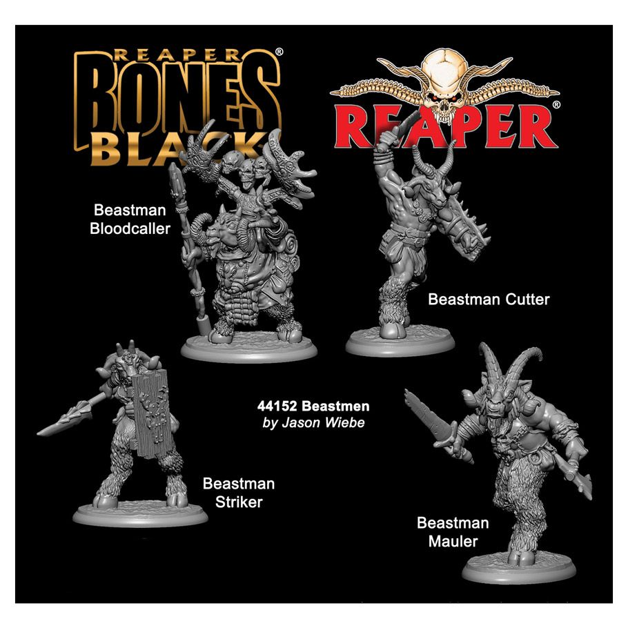 Reaper Bones Black: Beastmen (4) Miniatures Reaper Miniatures