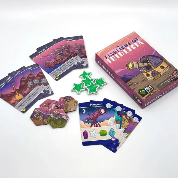 Gems of Iridescia Iridescent Edition w/Expansion Board Games Rock Stone & Dice