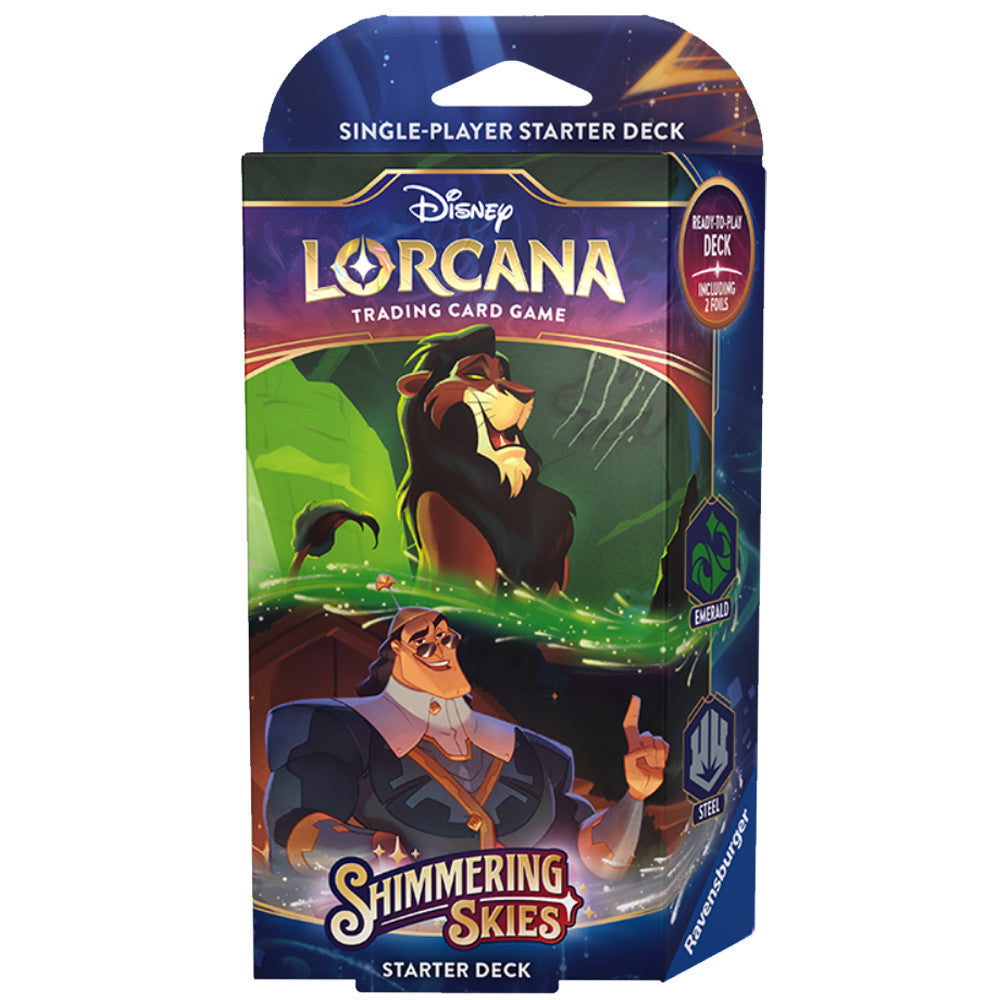 lorcana starter decks price Disney Deck Shimmering Skies Emerald & Steel card preconstructed deck Ravensburger Disney Lorcana TCG: Archazia's