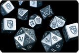 1UP Dice Polyhedral Set: Radiant Shield Silver Edition Dice Infinite Black