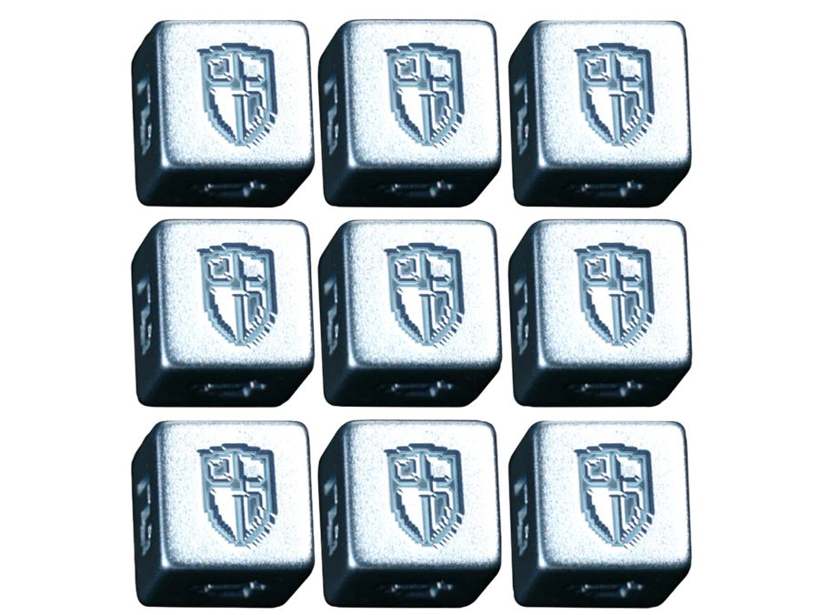 1UP Dice 9d6 Set: Radiant Shield Silver Edition Dice Infinite Black