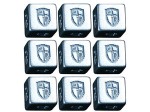 1UP Dice 9d6 Set: Radiant Shield Silver Edition Dice Kickstarter   