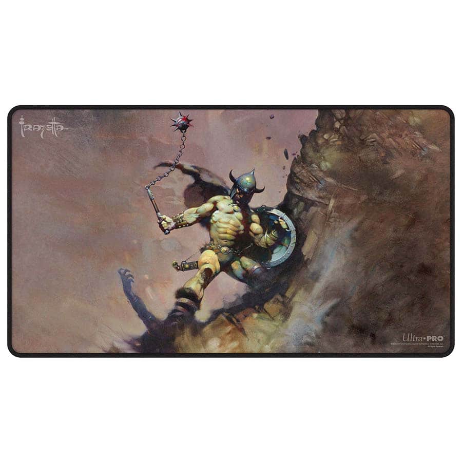Ultra Pro: Artist Spotlight: Frank Frazetta: Black-Stitched Playmat: Warrior with Ball and Chain Supplies Ultra Pro F Frazetta BLK-STCH PM WWBC