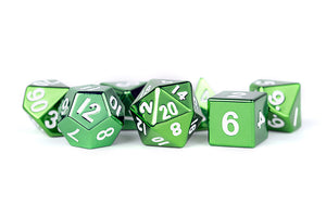 Metallic Dice Games Green Metal 7ct Polyhedral Dice Set  FanRoll   