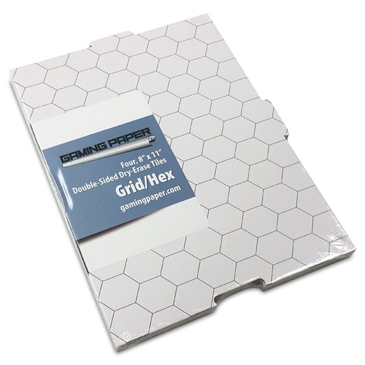 Gaming Paper Tiles: 8 Inch by 11 Inch Grid / Hex (4) Supplies Other