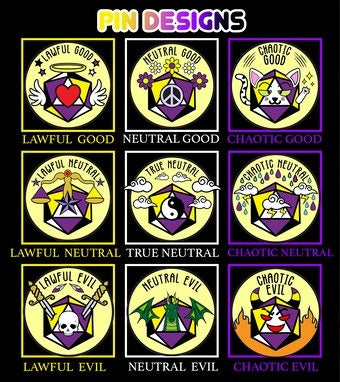Chaotic Neutral Alignment Non-Binary Pride Pin  Foam Brain Games   