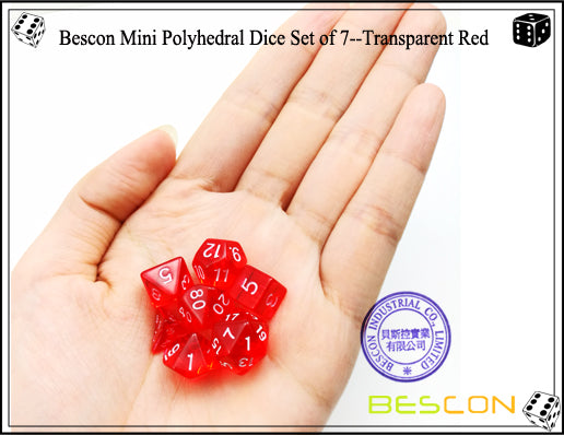 Bescon 7pc Mini Polyhedral Dice Set Translucent Red Home page Other   