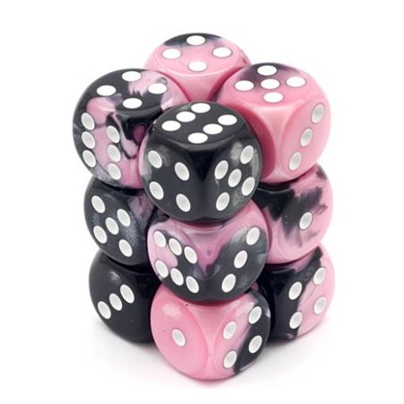Chessex 16mm Gemini Black-Pink/White 12ct D6 Set (26630) Dice Chessex   