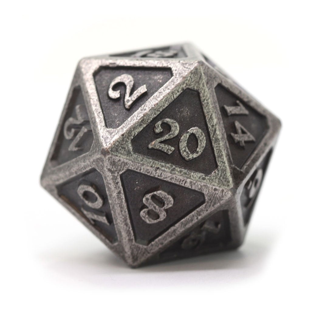 Die Hard Dice Metal Mythica Dark Silver Dire D20 Dice Die Hard Dice