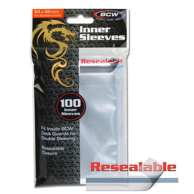 BCW Standard Card Game Sleeves 100ct Resealable Inner Sleeves  BCW   