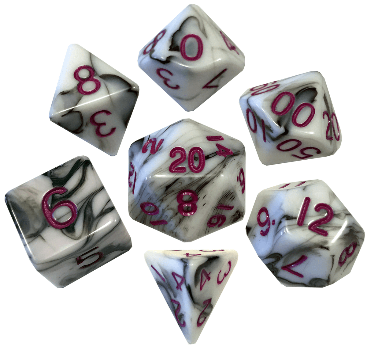 Metallic Dice Games Marble/Purple 7ct Polyhedral Dice Set Dice FanRoll by Metallic Dice Games