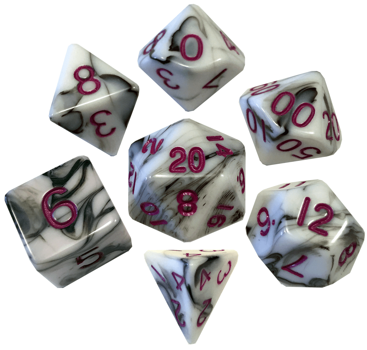 Metallic Dice Games Marble/Purple 7ct Polyhedral Dice Set Dice FanRoll by Metallic Dice Games