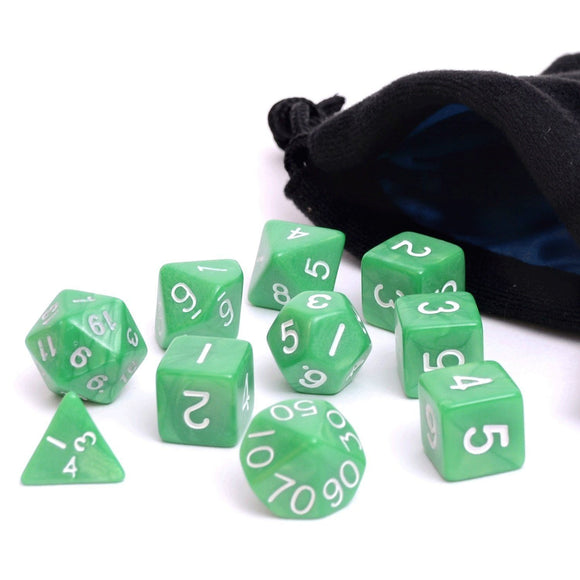 Easy Roller Jade Green 10ct Polyhedral Set with Bag Home page Easy Roller Dice   