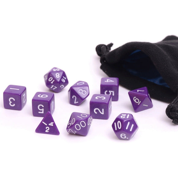 Easy Roller Purple Opaque 10ct Polyhedral Set with Bag Home page Easy Roller Dice   