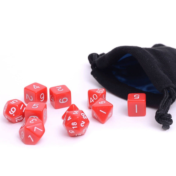Easy Roller Red Opaque 10ct Polyhedral Set with Bag Home page Easy Roller Dice   