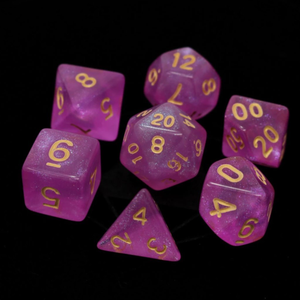 Die Hard Dice Sakura w/ Gold 7ct Polyhedral Set Dice Die Hard Dice