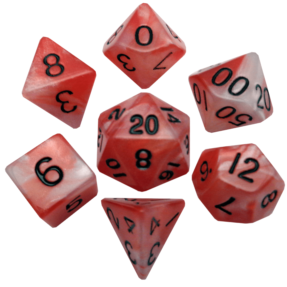 Metallic Dice Games Red-White/Black 7ct Polyhedral Dice Set Dice FanRoll by Metallic Dice Games