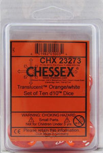 Chessex Translucent Orange/White 10ct D10 Set (23273) Home page Other   