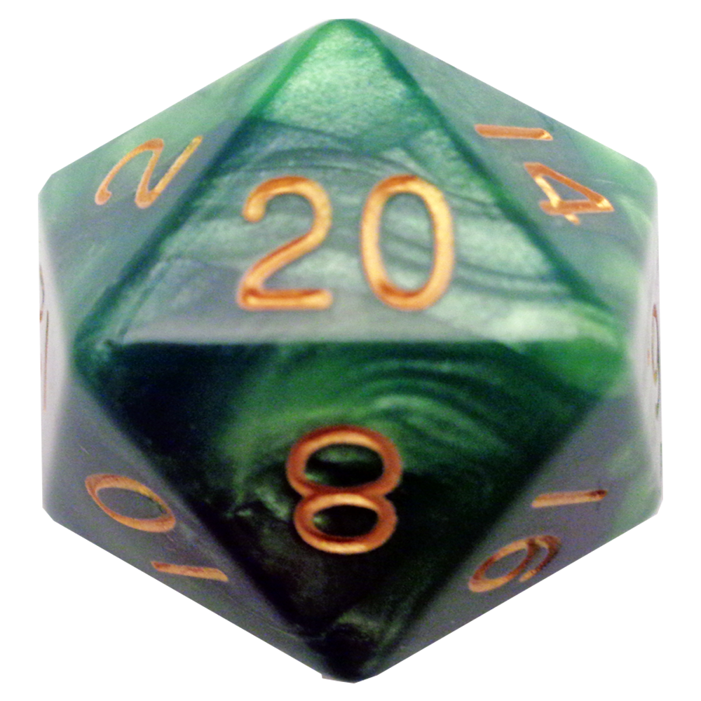 Metallic Dice Games Green-Light Green/Gold Mega 35mm D20 Dice FanRoll by Metallic Dice Games   
