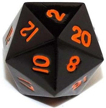 Easy Roller Single Gunmetal D20 Orange Dice Easy Roller Dice